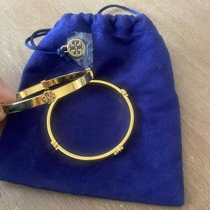 Tory Burch - 2 Miller Logo Hinged Bangles, Gold